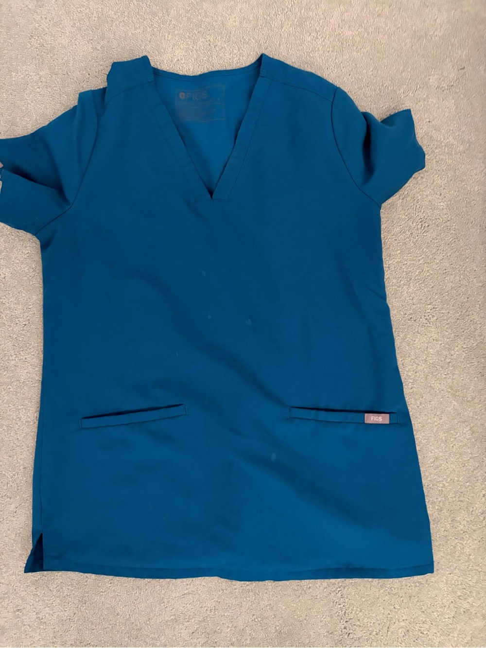 Figs Teal Blue V-Neck Scrub Top
